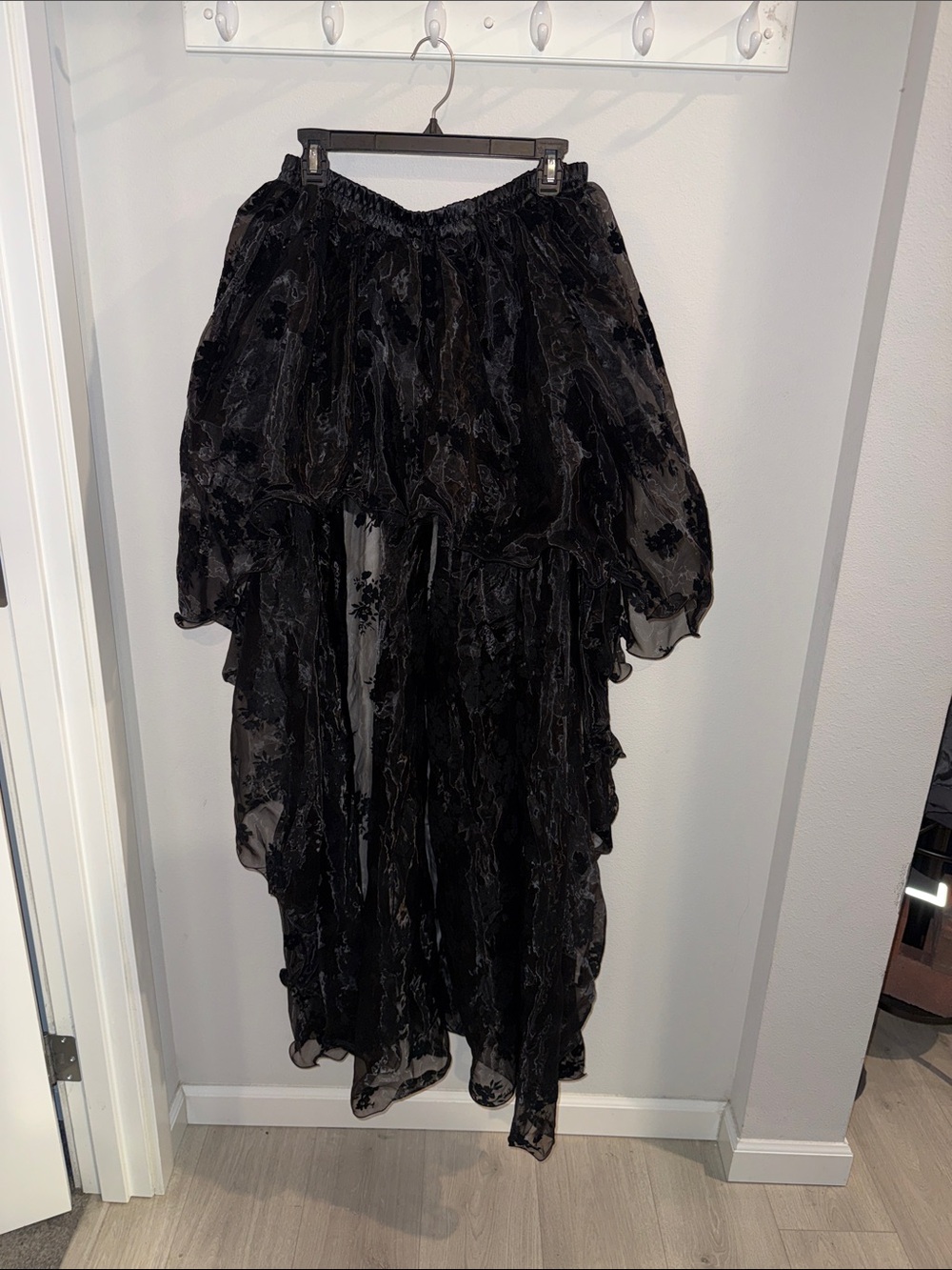 Black Tiered Ruffle Hi- Low Maxi Skirt 3X
